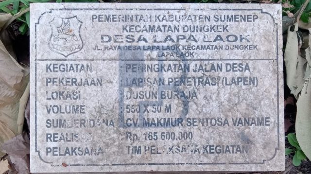 460 Juta Sumbangan Warga Raib, Jalan Desa Lapa Laok Hanya Digarap 165 Juta 460 Juta Sumbangan Warga Raib, Jalan Desa Lapa Laok Hanya Digarap 165 Juta