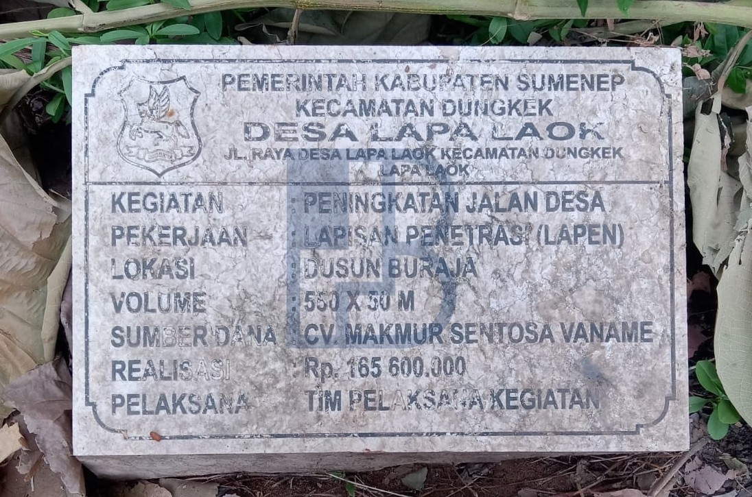 460 Juta Sumbangan Warga Raib, Jalan Desa Lapa Laok Hanya Digarap 165 Juta 460 Juta Sumbangan Warga Raib, Jalan Desa Lapa Laok Hanya Digarap 165 Juta